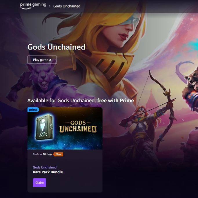 Redeem Free Gods Unchained Packs via  Prime Gaming